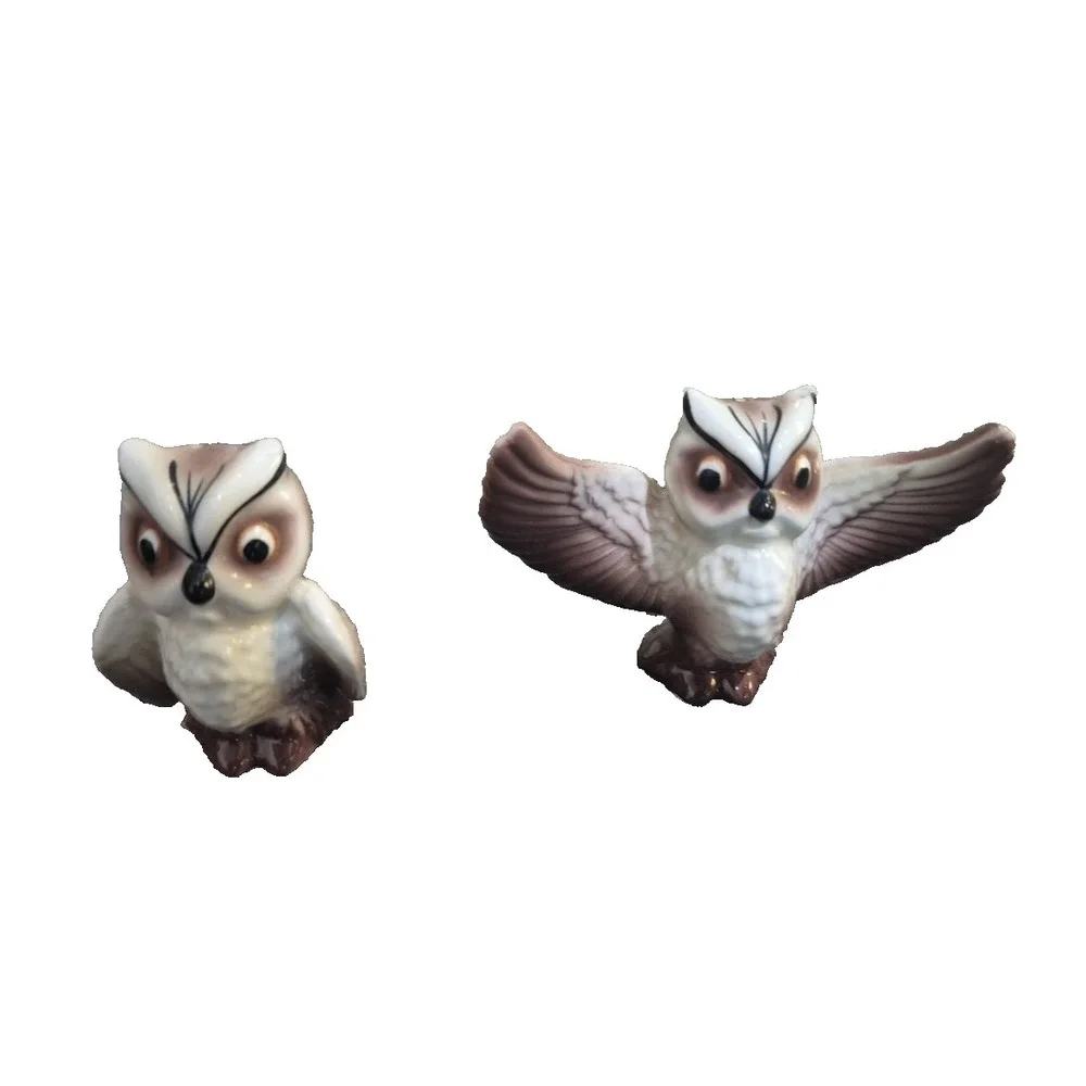 Vintage Ceramic Owl Salt & Pepper Shakers Made in‎ Japan 3 inch